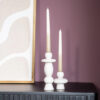 SET OF 2 CANDLEHOLDERS BAROLO BEIGE 8X8X20CM & 8.5X8.5X9CM - Image 2