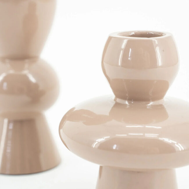 SET OF 2 CANDLEHOLDERS BAROLO OLD PINK 8X8X20CM & 8.5X8.5X9CM - Image 3