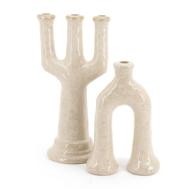 CANDLE HOLDER BLIX SMALL BEIGE 18.4X9.7X28CM - Image 3