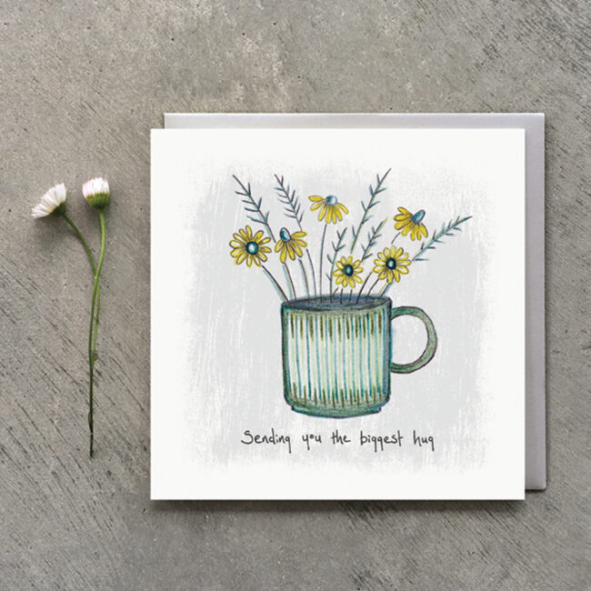 FLOWERS IN MUG CARD "SENDING YOU THE BIGGEST HUG" 13.5X13.5X0.5CM - Image 3