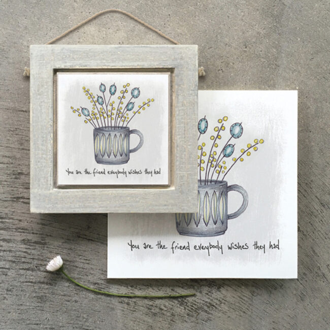 FLOWERS IN MUG CARD "FRIEND EVERYBODY WISHES THEY HAD" 13.5X13.5X0.5CM - Image 3