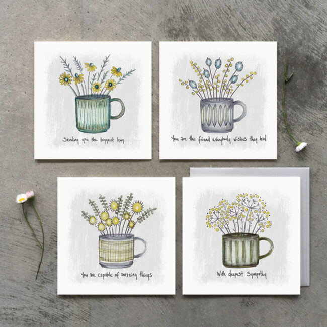 FLOWERS IN MUG CARD "SENDING YOU THE BIGGEST HUG" 13.5X13.5X0.5CM - Image 4
