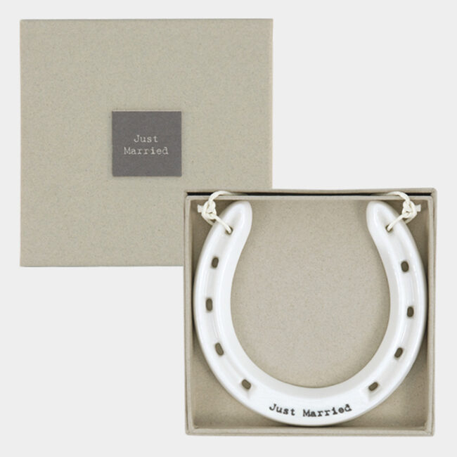 PORCELAIN HORSESHOE "JUST MARRIED" 10X9X0.8CM - Image 3