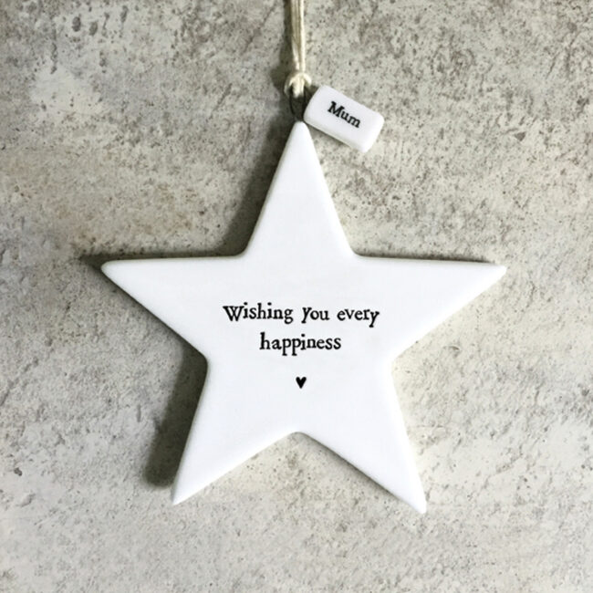 PORCELAIN STAR "WISHING YOU EVERY HAPPINESS" 9.4X9.4X0.5CM - Image 3