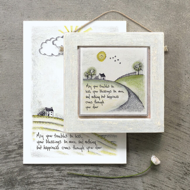 WODDEN FRAME "TROUBLES BE LESS" 10X10X1.5CM - Image 3