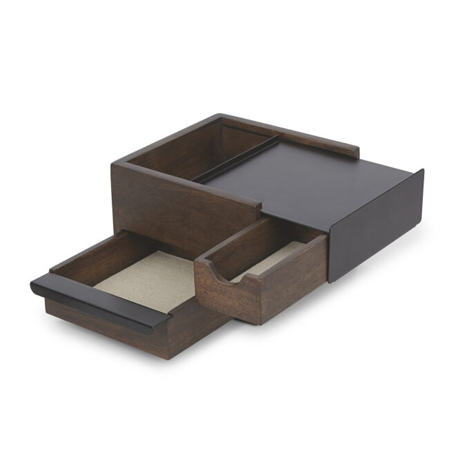 MINI STOWIT JEWEL BOX BLACK & WALNUT 15X17X11CM - Image 5
