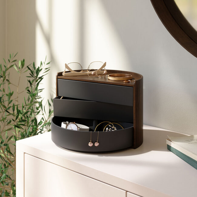 STORAGE BOX MOONA BLACK & WALNUT 27X15X18CM - Image 3