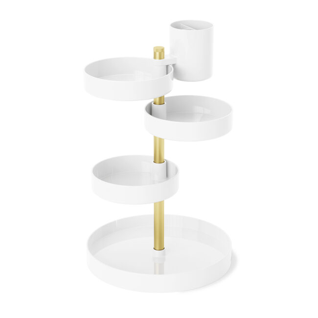 PIROUETTE COSMETIC ORGANIZER WHITE & BRASS 23X23X35CM - Image 5