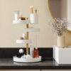 PIROUETTE COSMETIC ORGANIZER WHITE & BRASS 23X23X35CM - Image 2