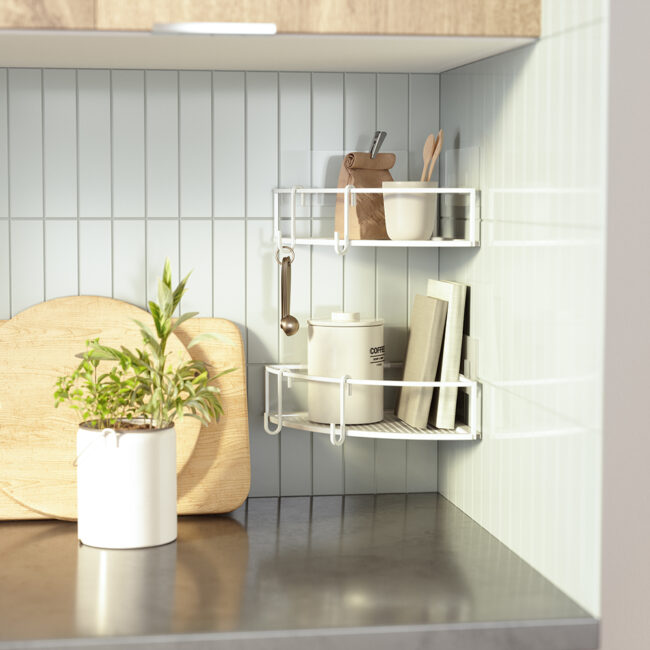 SET OF 2 CORNER BINS CUBIKO WHITE 23X23X8CM - Image 3