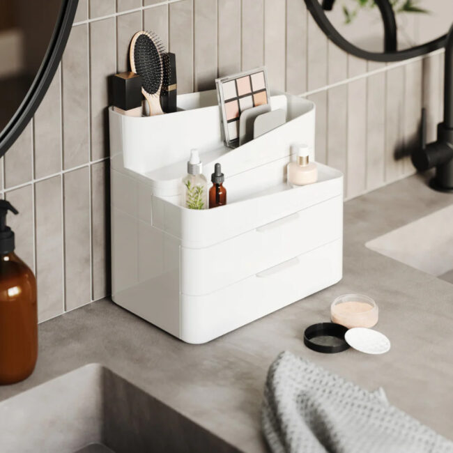GLAM ORGANIZER WHITE & GREY 27X18X25CM - Image 3
