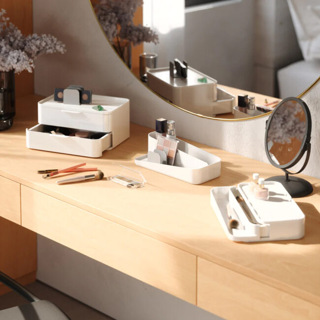 GLAM ORGANIZER WHITE & GREY 27X18X25CM - Image 4