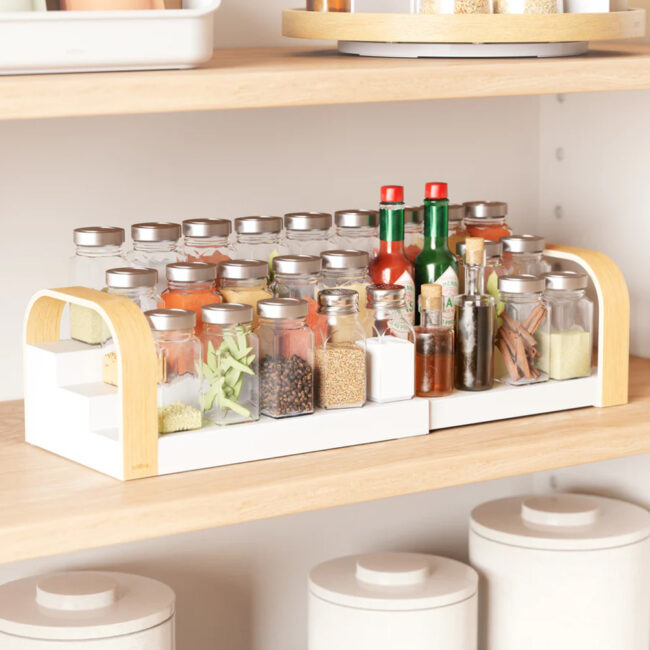 SPICE SHELF BELLWOOD WHITE & NATURAL 31X16X12CM - Image 3