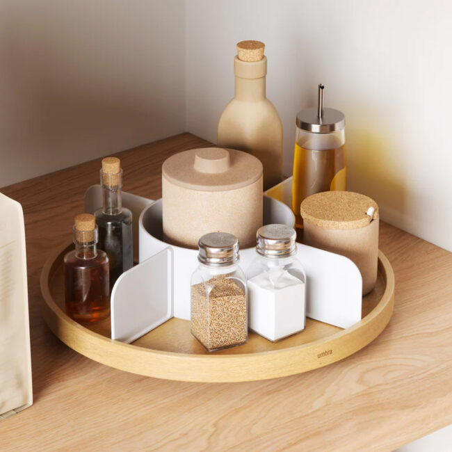 LAZY SUSAN BELLWOOD WHITE & NATURAL 30X30X9CM - Image 3