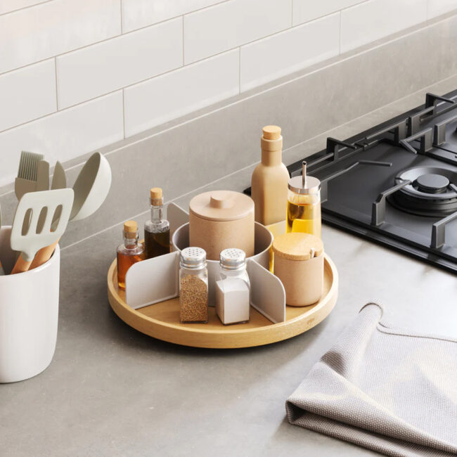 LAZY SUSAN BELLWOOD WHITE & NATURAL 30X30X9CM - Image 4
