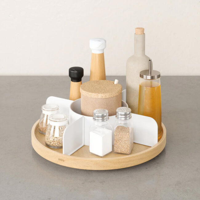 LAZY SUSAN BELLWOOD WHITE & NATURAL 30X30X9CM - Image 5