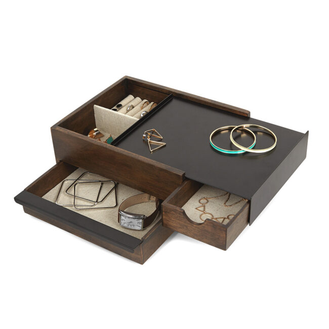 STORAGE BOX STOWIT BLACK & WALUT 26X22X12CM - Image 6