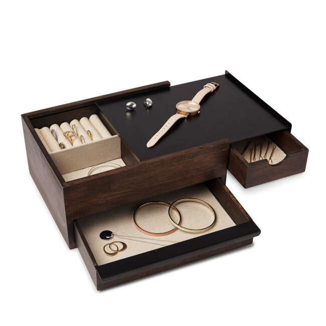 STORAGE BOX STOWIT BLACK & WALUT 26X22X12CM - Image 5
