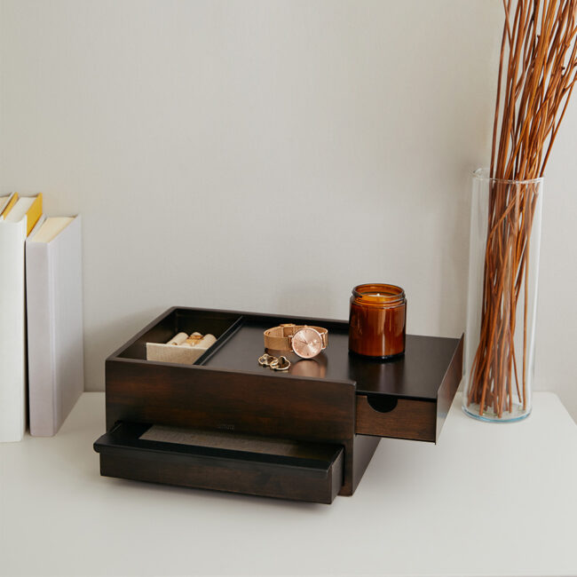 STORAGE BOX STOWIT BLACK & WALUT 26X22X12CM - Image 3