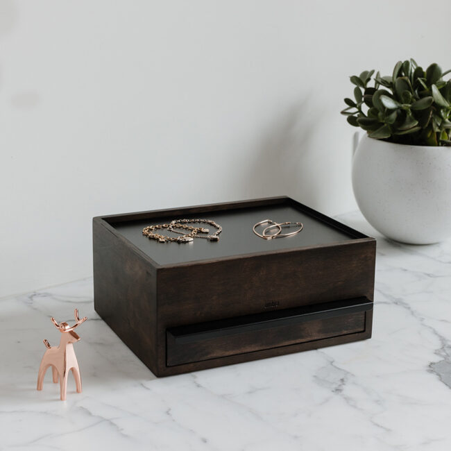 STORAGE BOX STOWIT BLACK & WALUT 26X22X12CM - Image 4
