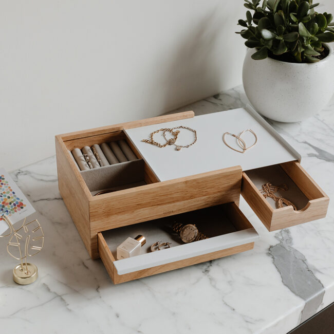 STORAGE BOX STOWIT WHITE & NATURAL 26X22X12CM - Image 3