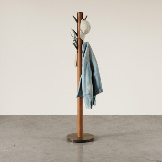 FLAPPER COAT RACK LIGHT WALNUT & GOLD 40X40X168CM - Image 3