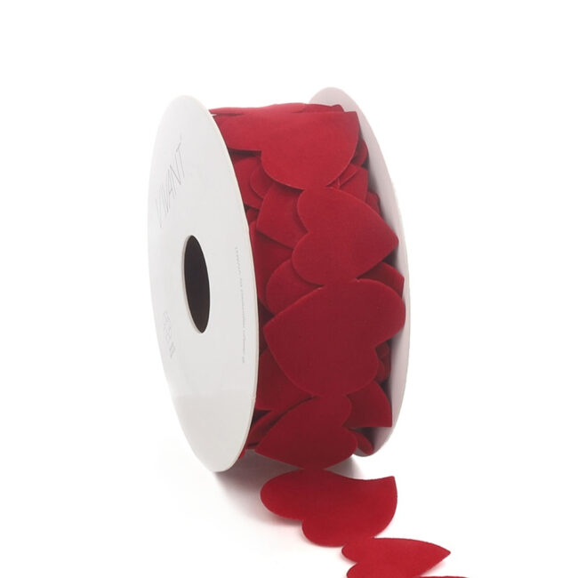 VELLU HEART RIBBON 5MX38,5MM RED 5/PK
