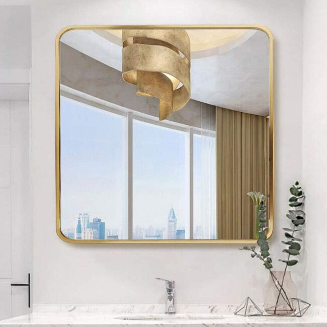 MIRROR CURVED ALUMINIUM GOLD 50X70CM - Image 3