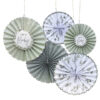 PAPER FAN BOTANICAL GREEN 10CM & 13.5CM 5PCS