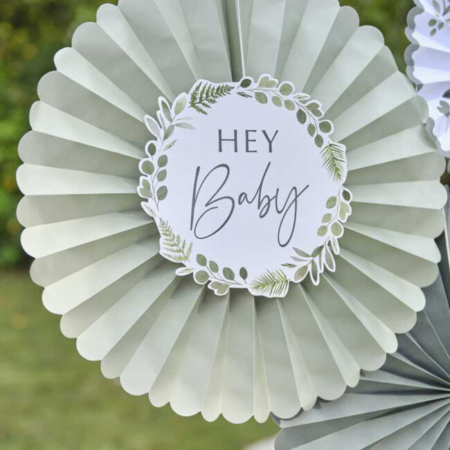 PAPER FAN BOTANICAL GREEN 10CM & 13.5CM 5PCS - Image 3