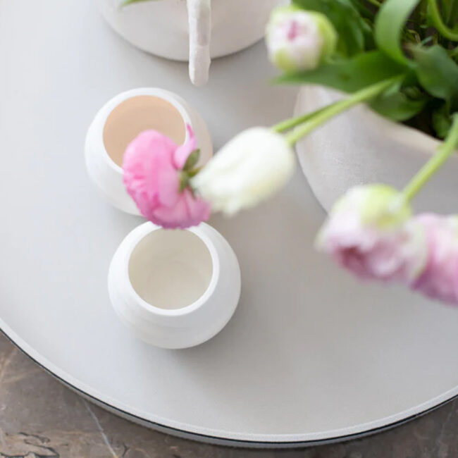 TEALIGHT HOLDER DRUZY WHITE 10X8.5CM - Image 4