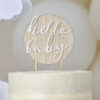 CAKE TOPPER HELLO BABY WOODEN 12X18CM - Image 2