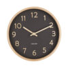WALL CLOCK PURE WOOD GRAIN BLACK 22CM