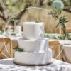 CAKE STAND ROUND WOODEN BASE WHITE METAL HOOP 69X66CM - Image 2