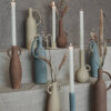 CANDLEHOLDER FINE EARTHENWARE BEIGE 9.1X8.2X20.2CM - Image 2