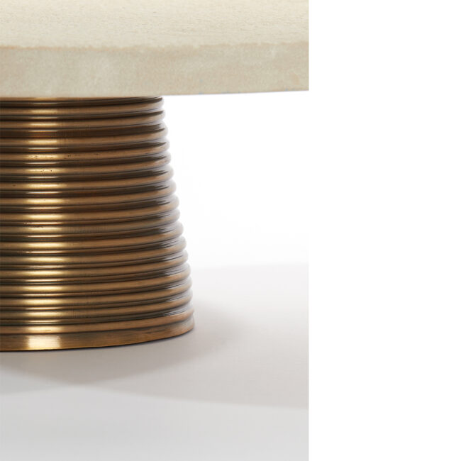 DISH ON BASE ESMA MARBLE WHITE & ANTIQUE BRONZE 33X12CM - Image 3