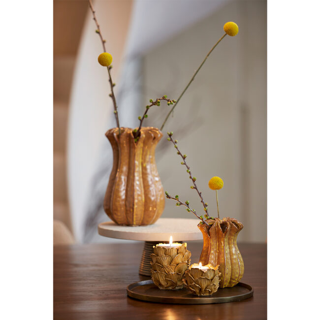 DISH ON BASE ESMA MARBLE WHITE & ANTIQUE BRONZE 33X12CM - Image 6