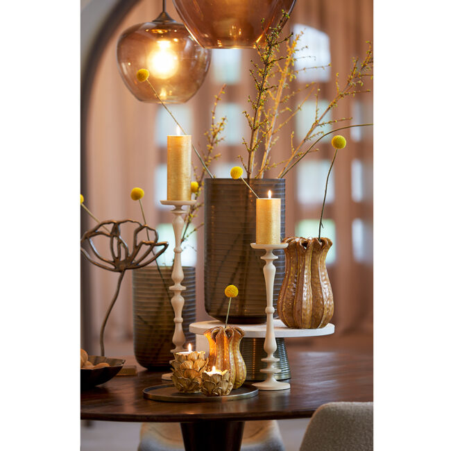 DISH ON BASE ESMA MARBLE WHITE & ANTIQUE BRONZE 33X12CM - Image 7