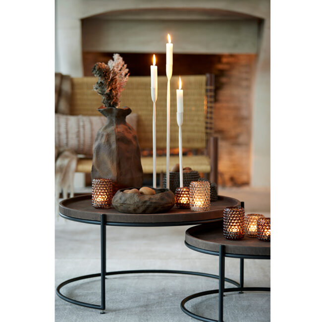 TEALIGHT HOLDER PALET GLASS TAUPE 9X12.5CM - Image 3