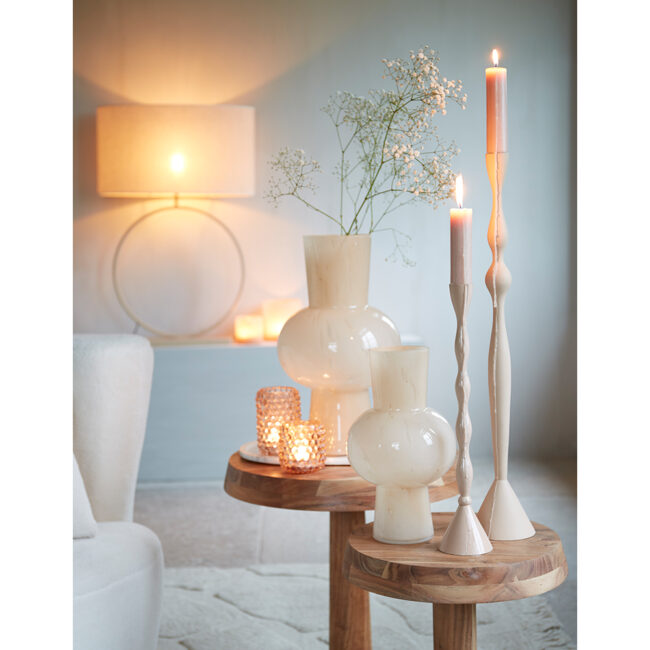 TEALIGHT HOLDER PALET GLASS PEACH 9X12.5CM - Image 3
