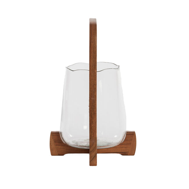 HURRICANE ANOSY GLASS CLEAR & WOOD NATURAL 21.5X35CM - Image 3