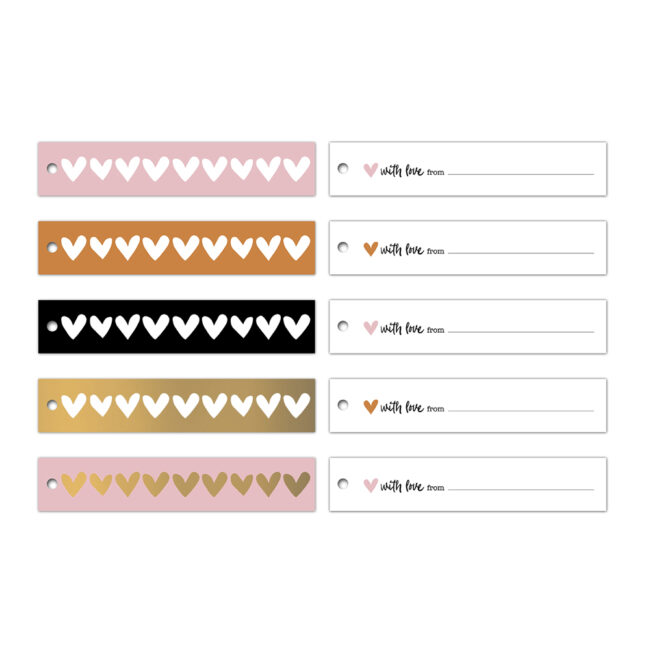 RIBBON GIFT TAG ETHNIC HEARTS 2.5X13CM