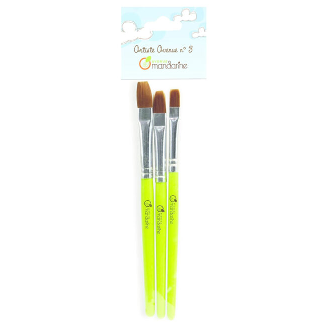 SET OF 3 SYNTHETIC FLAT BRUSHES 18.5X9.5X33CM