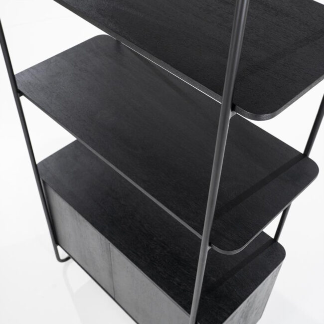 WALLCABINET JAMES 2 DOORS BLACK 96X46X210CM - Image 3