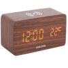 ALARM CLOCK BLOCK PHONE CHARG.LED WOOD 15X7X7.4CM