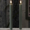 LED DINNER CANDLE SALVIE GREEN 2.2X24CM 2PCS - Image 2