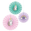 PAPER FAN DIECUT STARRY UNICORNS 3PCS