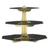 CUPCAKE STAND BLACK & GOLD TIERED 24X24X31CM