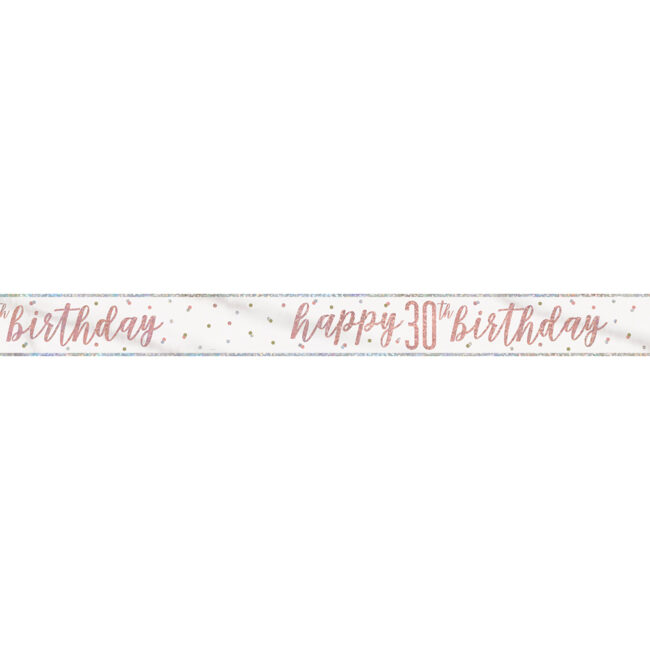 BANNER HAPPY 30TH BIRTHDAY ROSE GOLD GLITZ 2.74M - Image 3