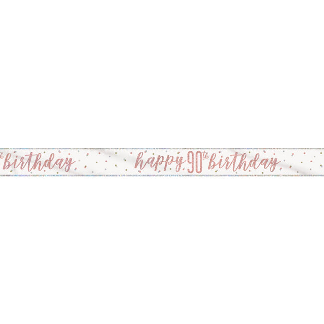 BANNER HAPPY 90TH BIRTHDAY ROSE GOLD GLITZ 2.74M - Image 3